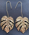 Gold Retro Leaf Drop Earrings