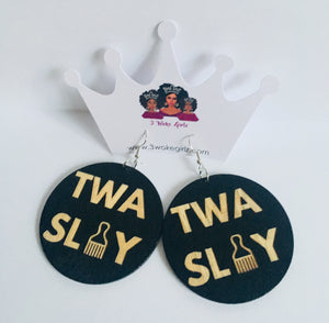 TWA Slay Wooden Earrings - 3 Woke Girlz