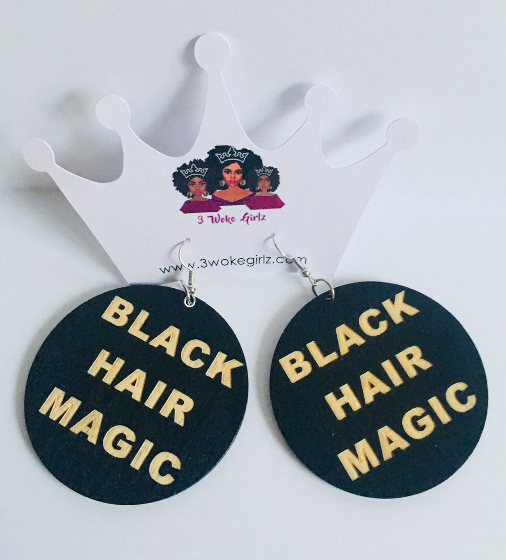 Black Hair Magic Earrings - 3 Woke Girlz