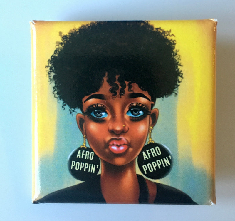 Afro Poppin Square Button - 3 Woke Girlz