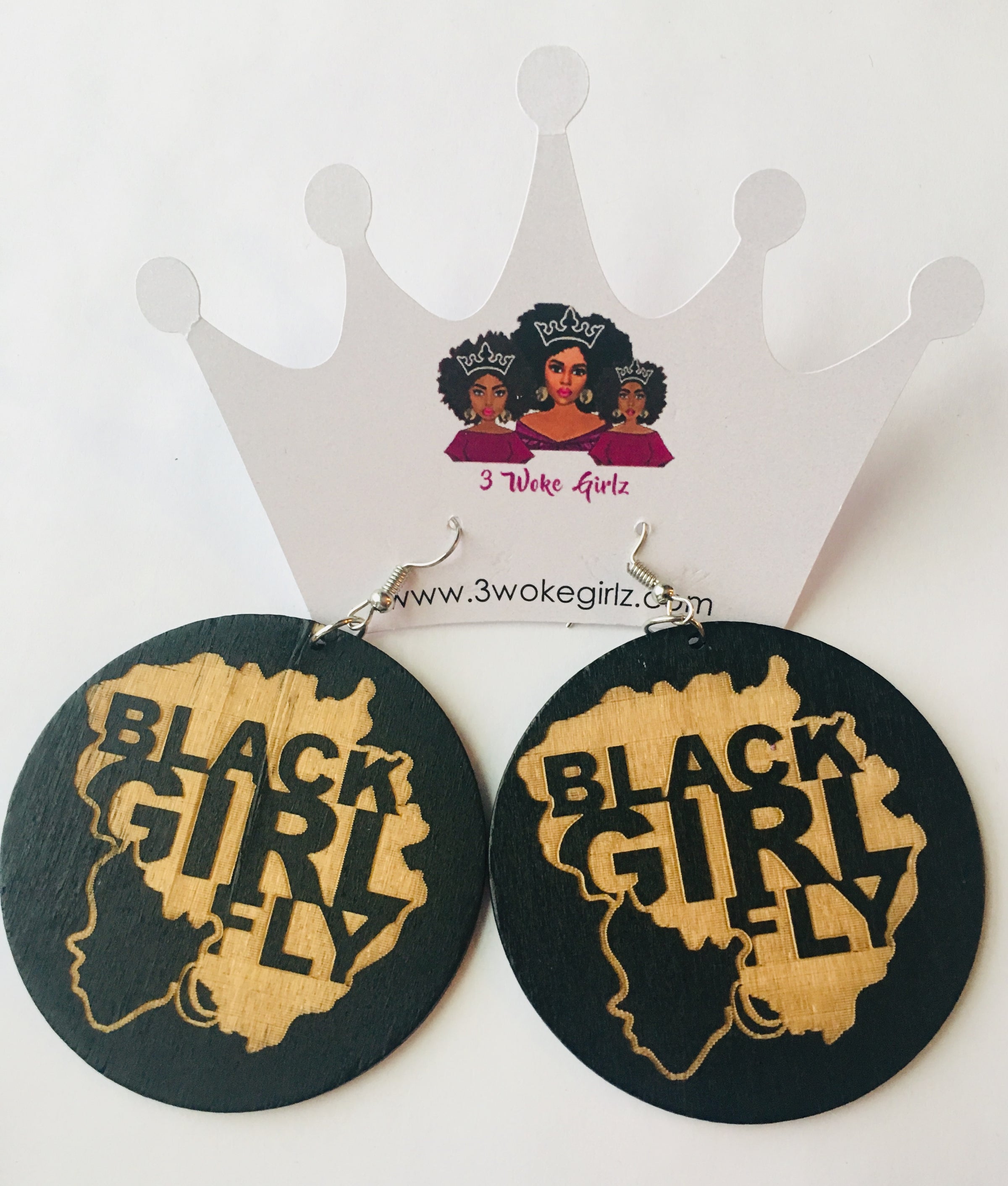 African Earrings Afro Girl I Am Black Beautiful Magic Intelligent Woman  Round Wood Earrings Pretty Afro Lady Black History Gift Ideas BPS1488 |  BigProStore