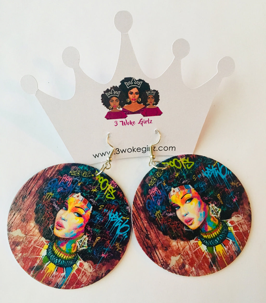Afro Graffiti Earrings - 3 Woke Girlz