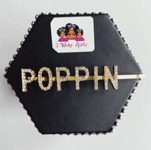 POPPIN Rhinestones Statement Word Hairpin Hair Clip - 3 Woke Girlz