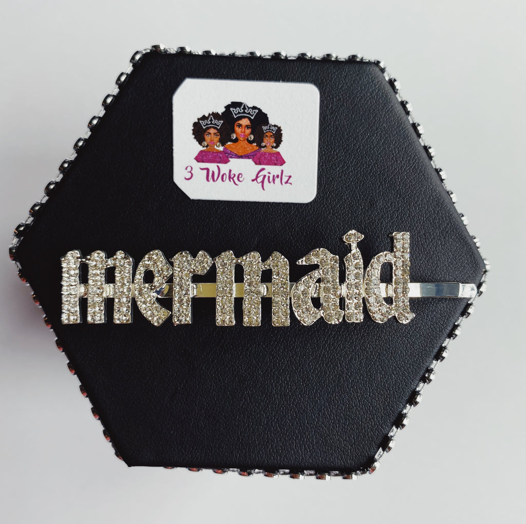 Mermaid Rhinestones Word Hairpin Hair Clip - 3 Woke Girlz