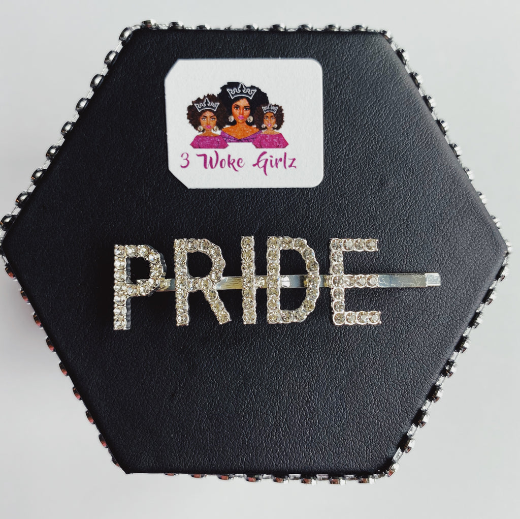 PRIDE Rhinestones Statement Word Hairpin Hair Clip - 3 Woke Girlz