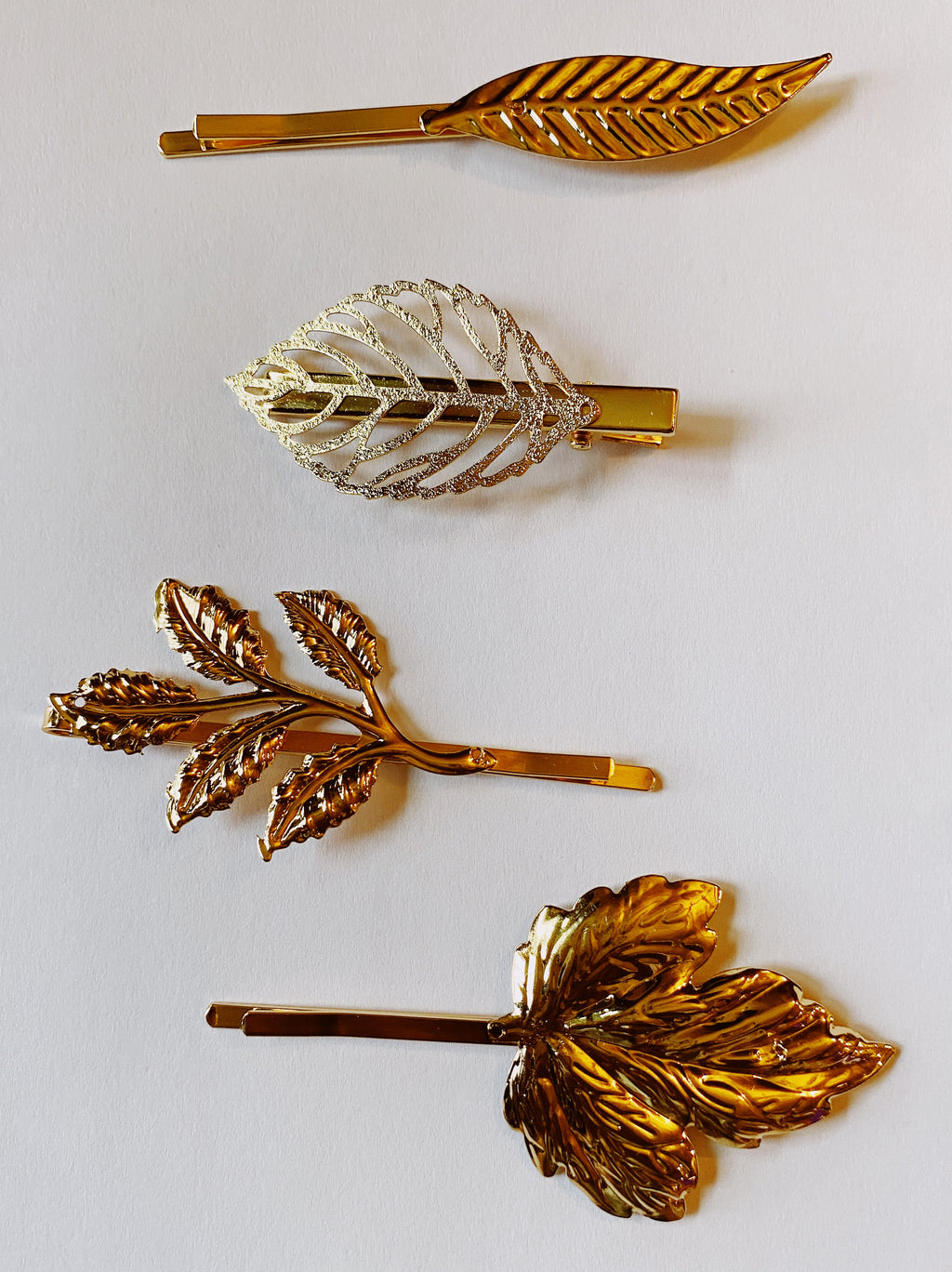 4 pc Gold Leaf Hair Clip Set