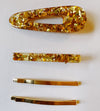 4 pc Clear Acrylic Gold Hair Clip Set